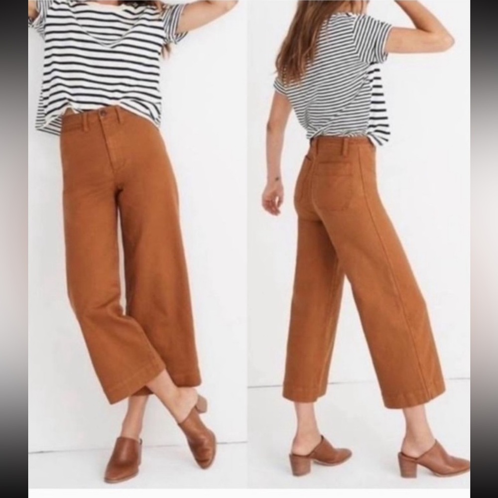 Madewell Wide Leg Pants in Brown - Picture 3 of 11